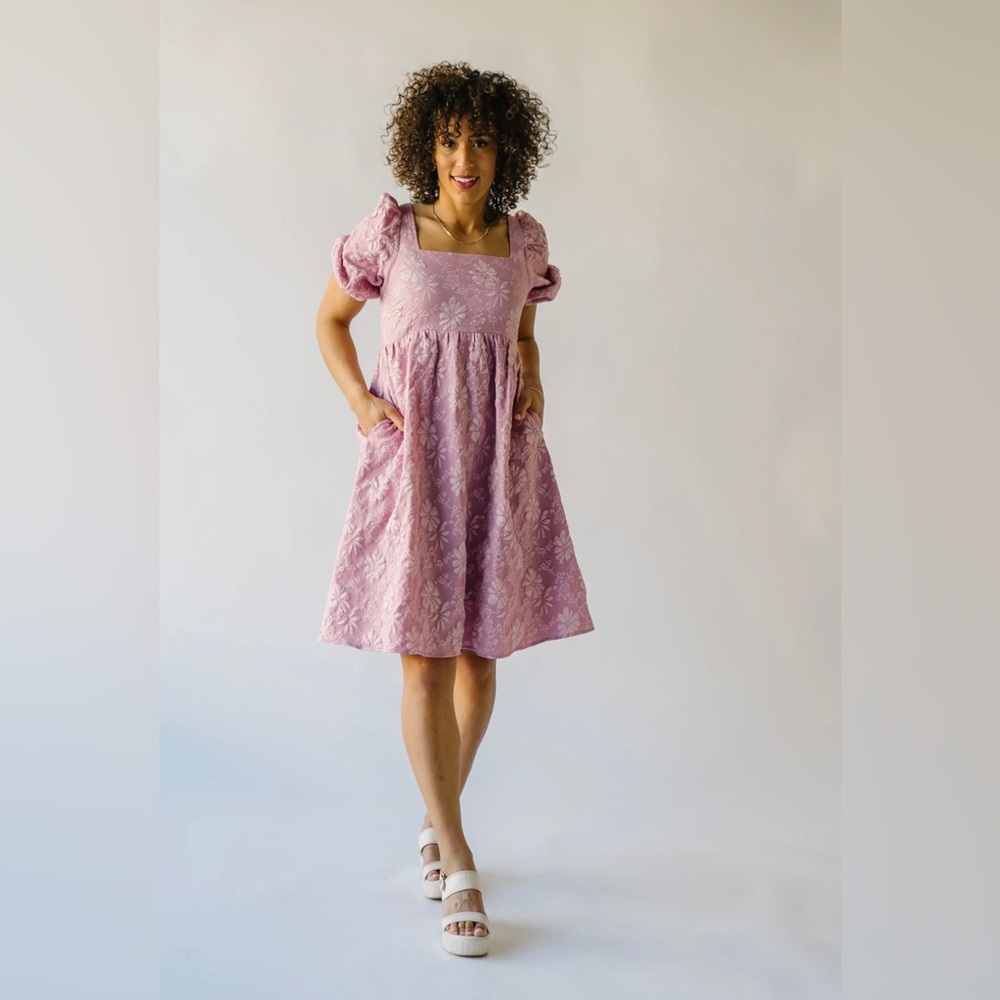 The Millerton Square Neck Floral Dress in Dusty Rose, Piper & Scoot